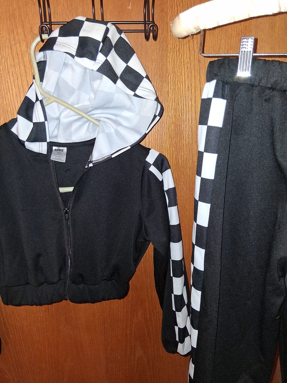 balera Black & White Checkered Cropped Hoodie and Ankle Pants